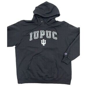 Champion IUPUC Indiana Purdue University Columbus Hoodie Black‎ XL EUC IU